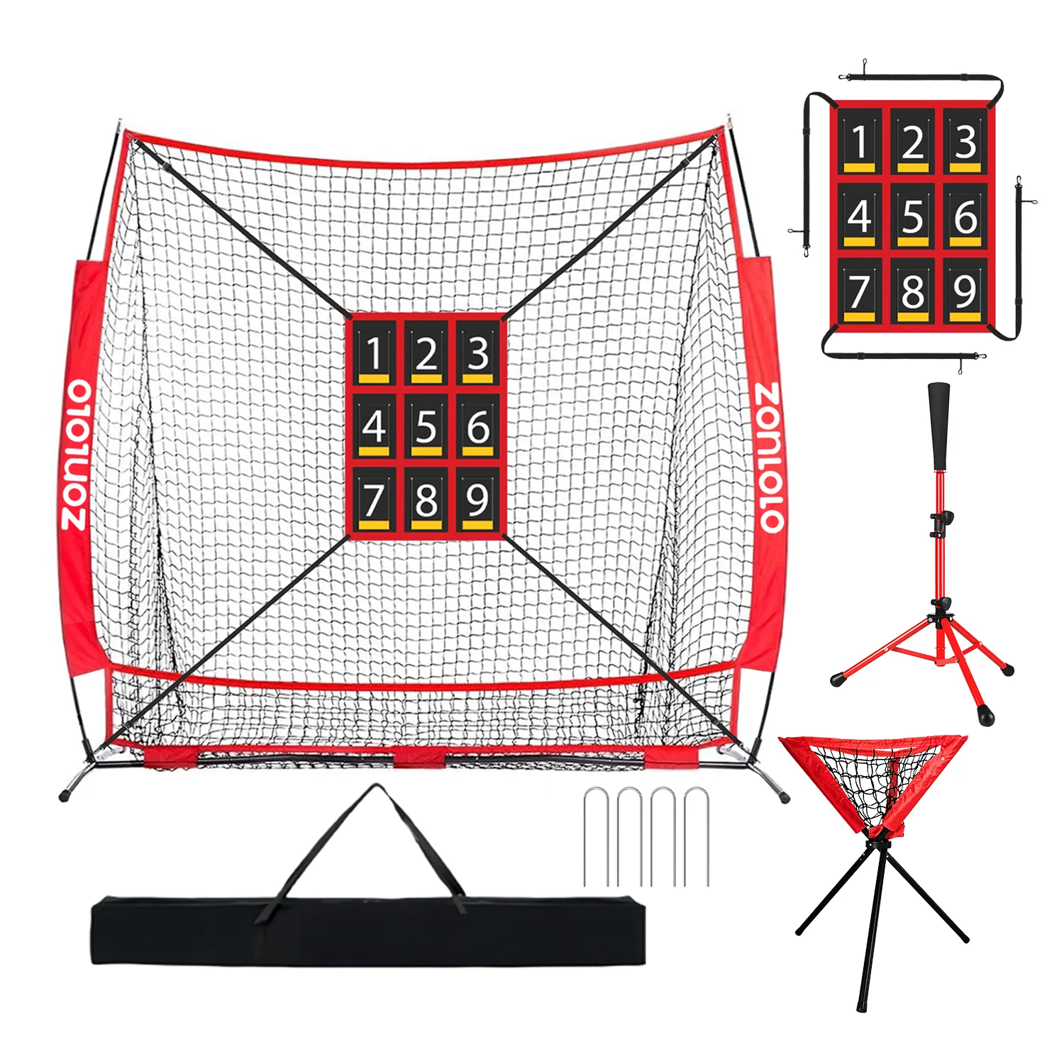 ポータブル野球ネットセット-デジタルターゲット付き-屋内屋外兼用-多機能キット-ソフトボールトレーニング器具-3ブランド