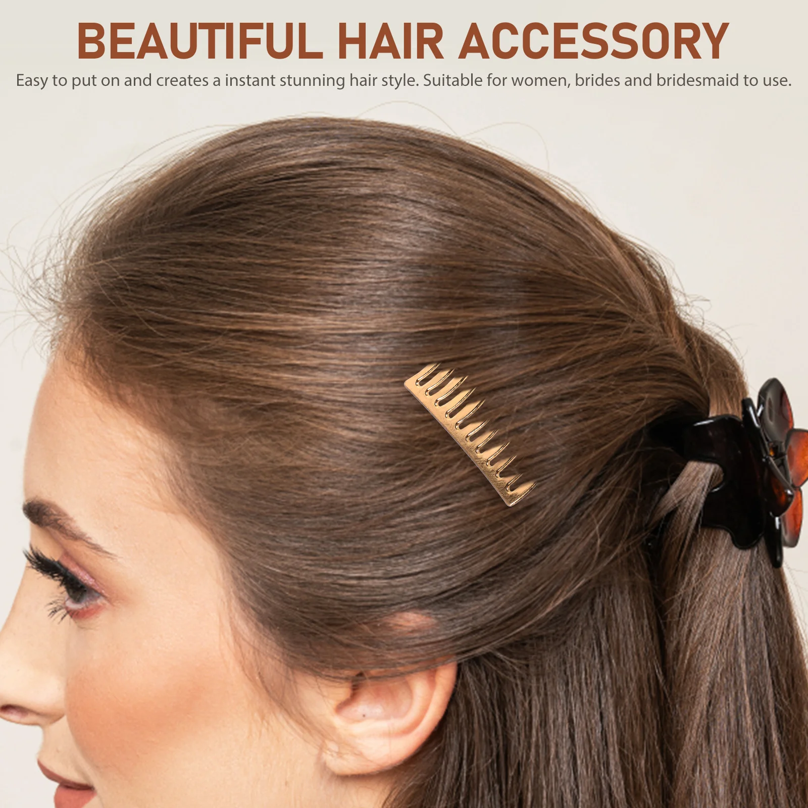 

4pcs Hair Comb Set Metal Side Combs For Women Decorative Wedding Veil Clips Thick Wavy Curly Hair Small Wide Tooth Comb