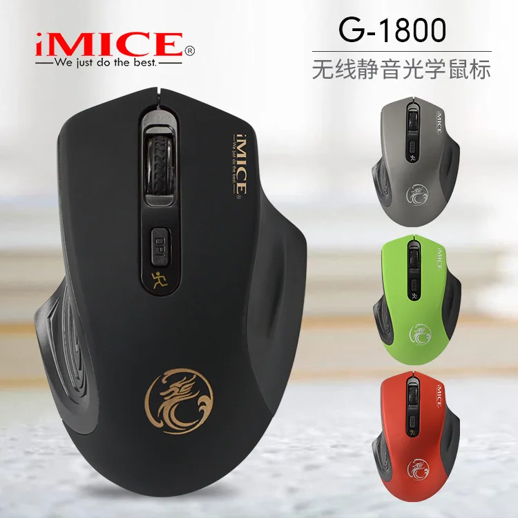 IMICE G-1800 2.4Ghz Silent Mouse 1600DPI for Laptop Battery Version 4 Keys USB Transmission 10m Wireless Gaming Mouse