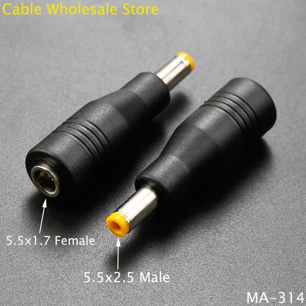 5.5x1.7/5.5x1.7mm Female Jack To 5.5x2.5 (Compatible With 5.5x2.1mm) Plug DC Power Plug Adapter Laptop Charging Plug Converter