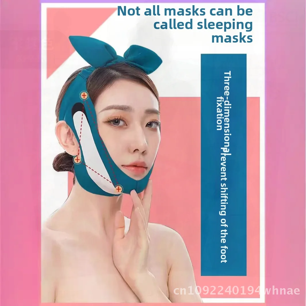 Opaska liftingująca do twarzy V-Face, ujędrniająca, półokrywająca, na podwójny podbródek, maska do spania, z jadeitem podczerwonym, zielona, różowa, w kolorze niebieskim pawiego, dla piękności i...