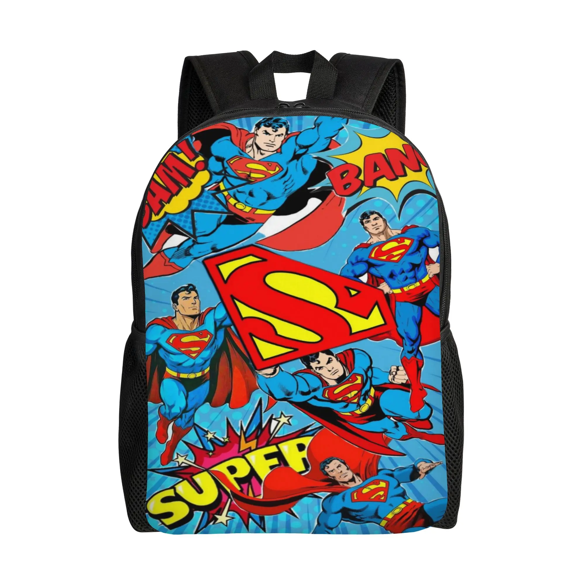 Back to school season Vintage Pop Action Bang Superman Comic Montage Bookbag  Men Women Adult Backpack
