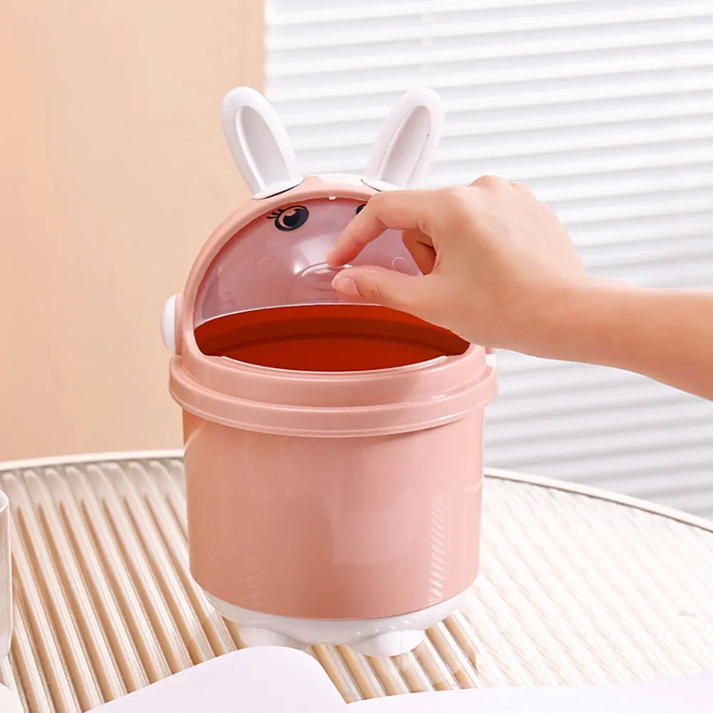 

Desk Little Rabbit Trash Can Small Waste Basket Container Desktop Garbage Bin Cans