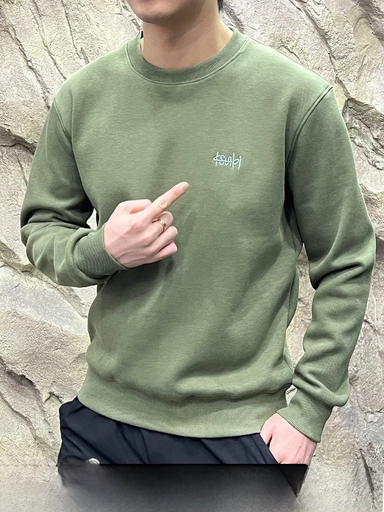 

Thiened round Ne Sweatirt for Men Casual Warm Cotton Polyester Blend Fabric 3D Diagonal Pattern Australian Fce Autum...