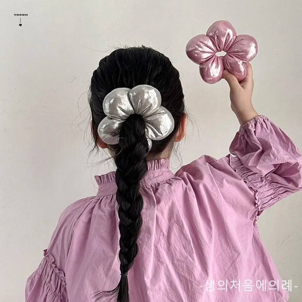 

Flower Shape Children's Flower Scrunchies Sponge Cloth Large Hair Scrunchies Ponytail Holder Cotton Filled Exaggerated Hair Ring