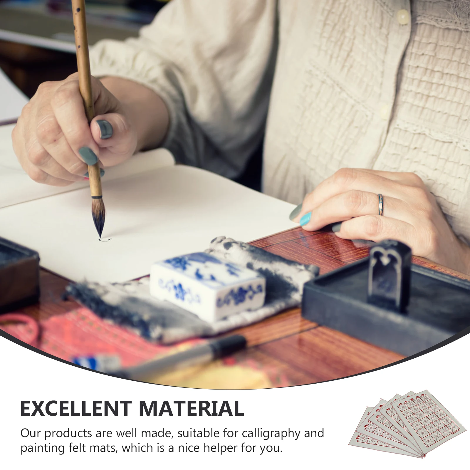 

5 Pcs Calligraphy and Painting Felt Pad Mat Mats Chinese Pads for Brush Writing Desk Traditional