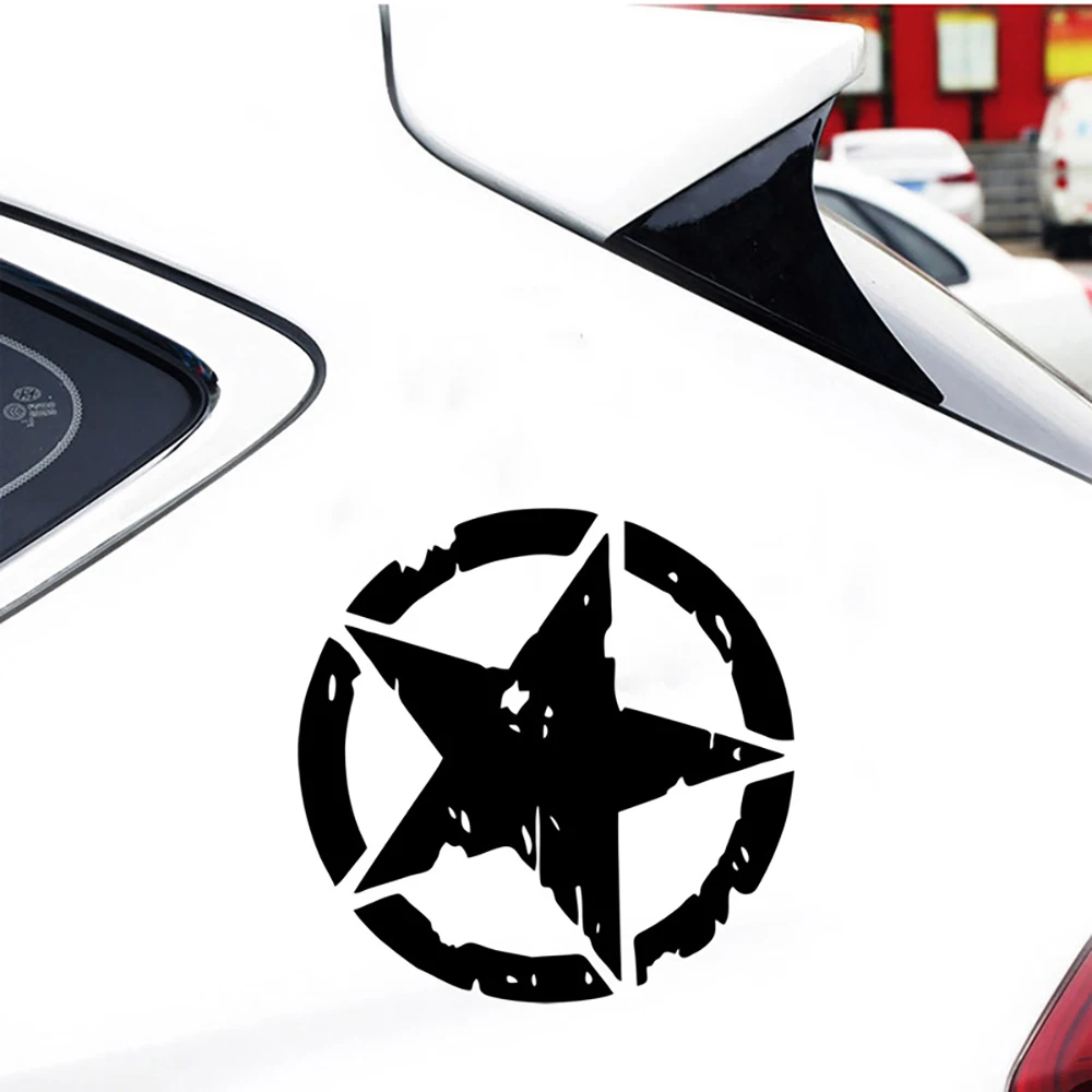Autoaufkleber Pentagramm Wasserdicht und Sonnenschutz Persönlichkeits-Interessanter Aufkleber Militär-Armee-Stern Motorhaubenaufkleber Auto-Zubehör – Detail 3