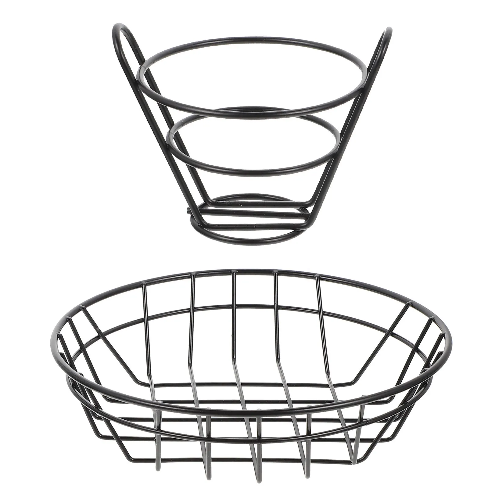

2pcs Snack Basket Iron Hollow-Out Design Large Capacity Food Storage Kitchen Tool For Restaurant Bar Hotel Use Appetizer Holder