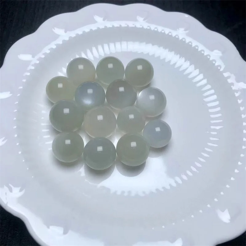 5PCS Natural Green Moon Sphere Quartz DIY Healing Bracelet Spiritual Prayer Meditation Crystal Stone 12-13MM