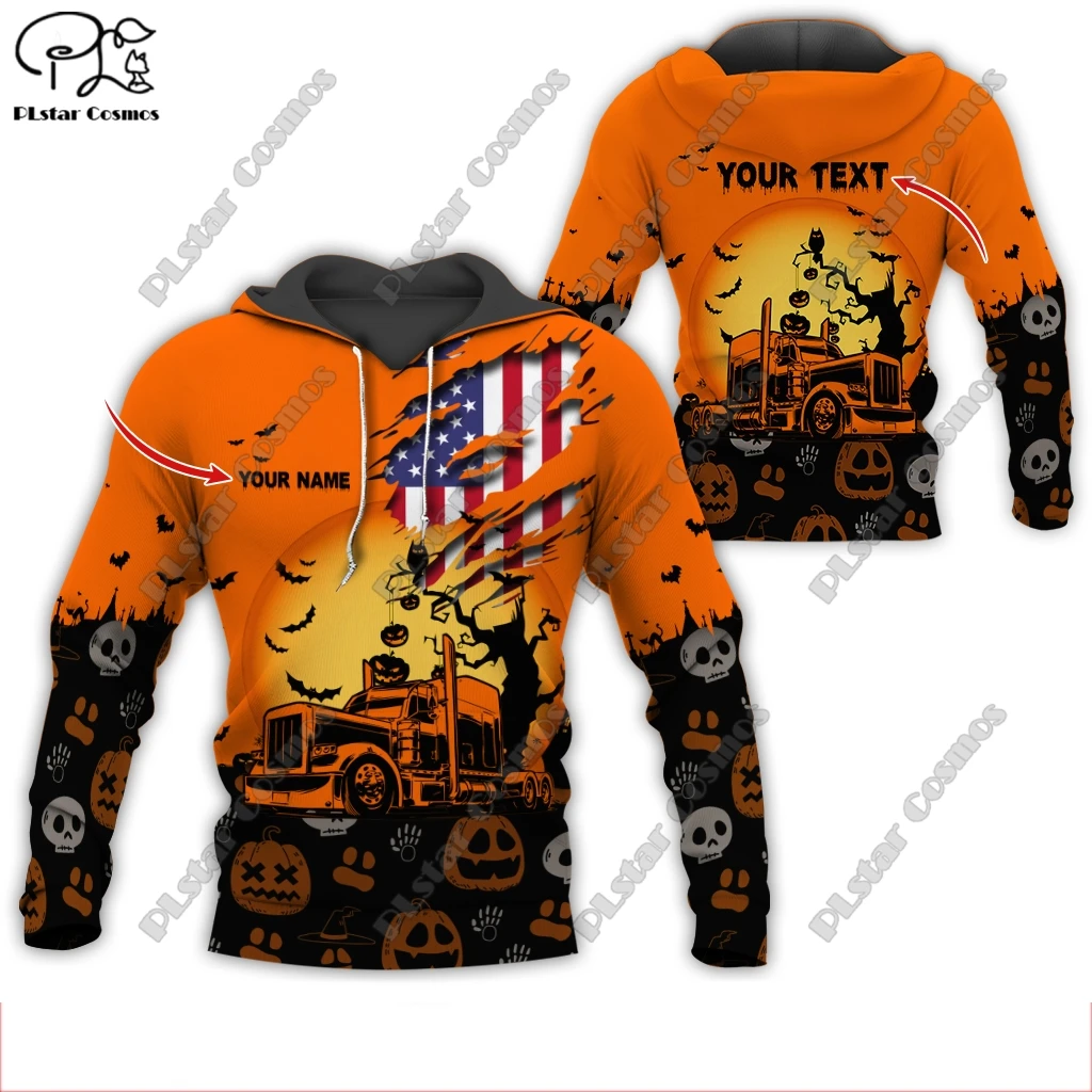 Newest 3D Printed Halloween Pumpkin Bat Witch Skull Fun Gift Harajuku Streetwear Casual Unique Unisex Hoodie/Sweatshirt/Zip -5