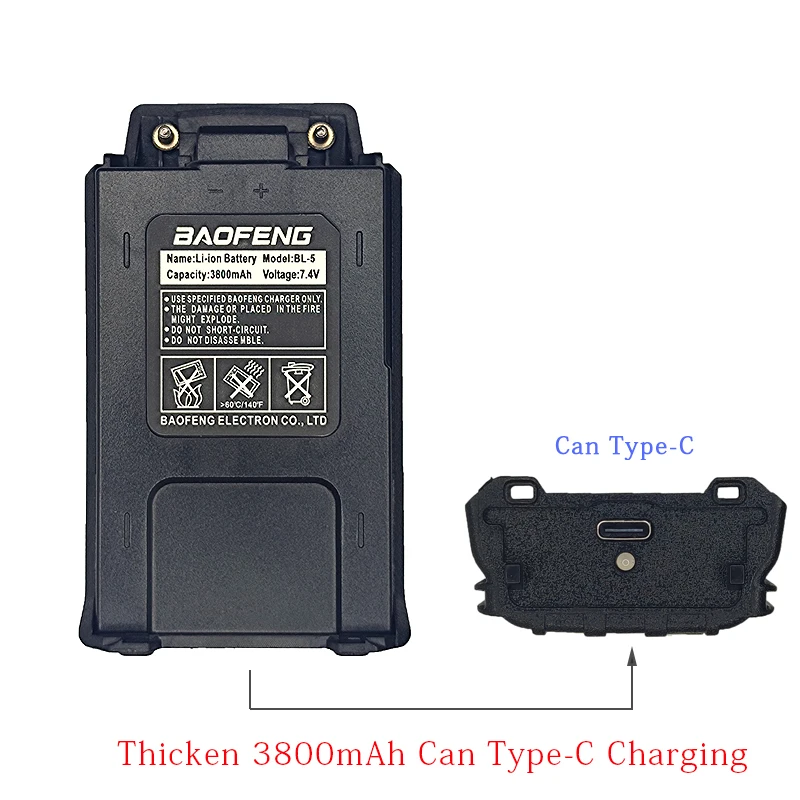 Baofeng-walkie-talkie UV-5R V 2600mAh,交換用バッテリー,タイプc/USB充電器,BL-5R uv5r BF-F8 UV-5RE 5rb 5rl