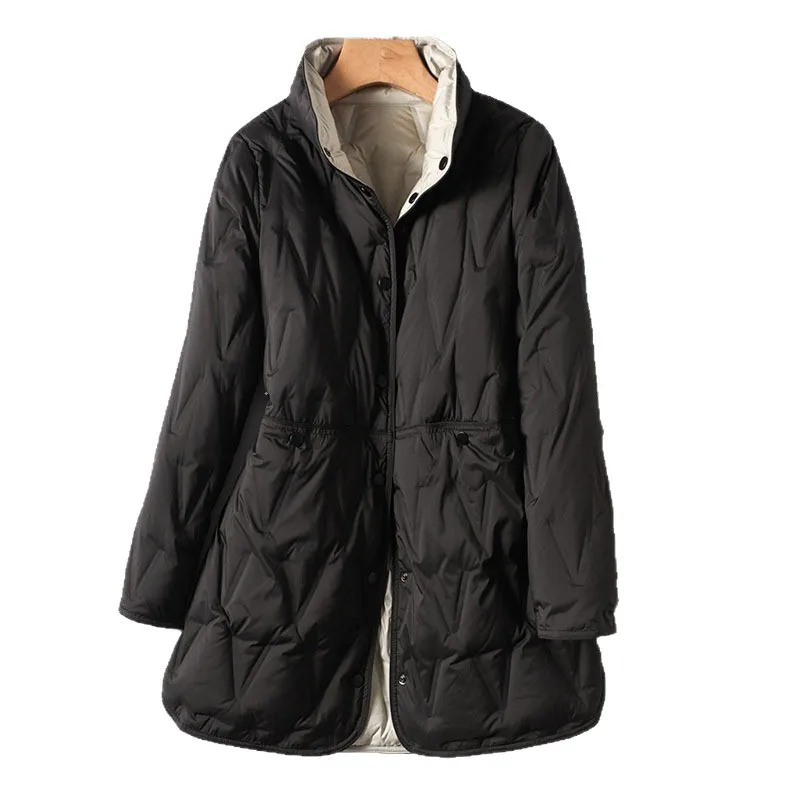 2 في 1 عكسها خفيفة الوزن طويلة أسفل سترة المرأة مبطن الأبيض بطة أسفل معاطف الشتاء امرأة كردانكيزيمينيا نسائي JK-251 #5