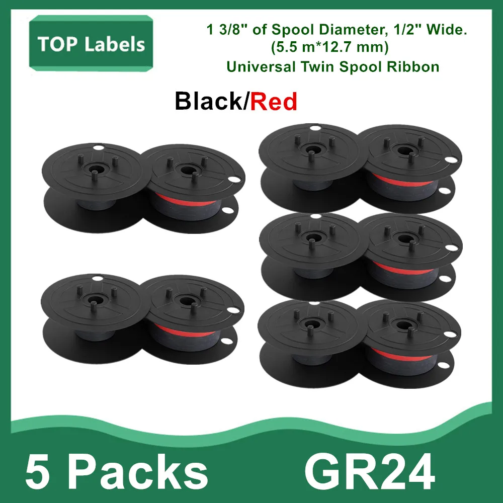 5PK GR24 Universal Twin Spool Rechner Band 1197p 11210 Für Sharp el-1197piii Rechner Zugabe Maschine Bänder (Schwarz/rot)