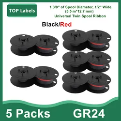 5PK GR24 Universal Twin Spool Rechner Band 1197p 11210 Für Sharp el-1197piii Rechner Zugabe Maschine Bänder (Schwarz/rot)