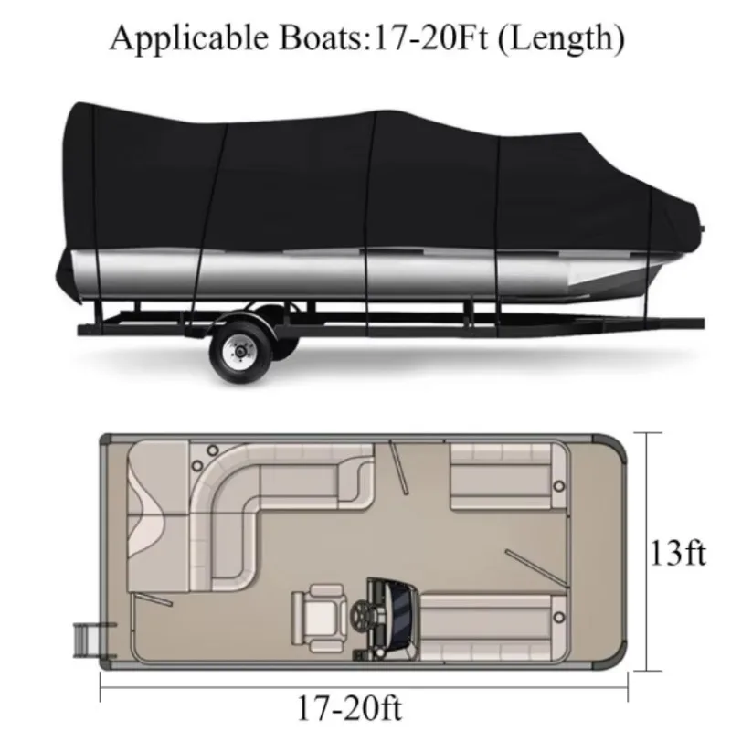 210D Oxford Cloth Waterproof Boat Cover Speedboat Towed V-shaped square Fishing Boat Cover Folding Rain and Sun Cover