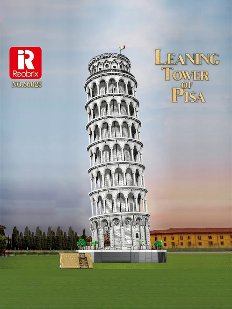 Schiefburg von Pisa Mittelalterliches Gebäude-Set, Stadtarchitektur Modulares Baustein-Modellbausatz Spielzeug Erwachsenen-Geschenk 7652 Teile