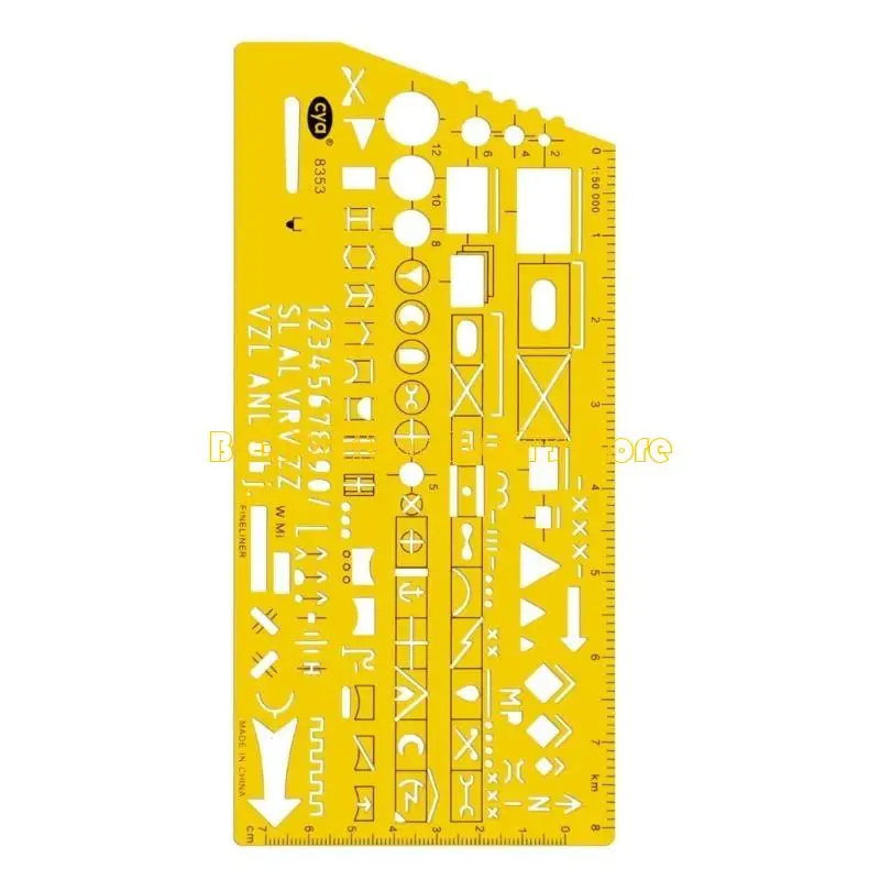 Y1AD Plastic Yellow Geometric Drawing Templates, 4 Different Geometric Measuring Drawing Templates Stencils for Drawing