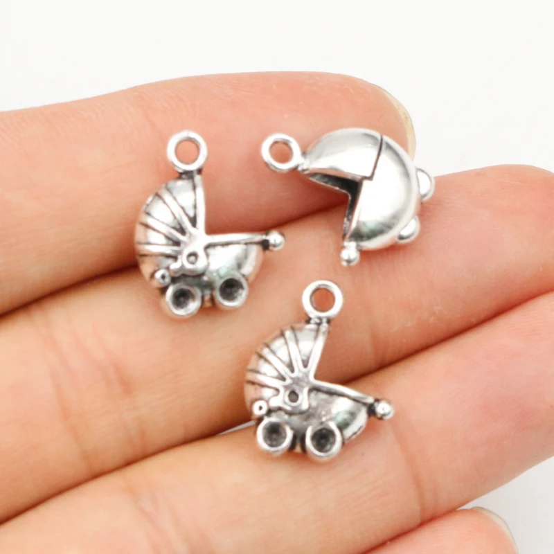 10pcs 17x14mm Antique Silver Plated Baby Carriage Handmade Charms Pendant:DIY for bracelet necklace