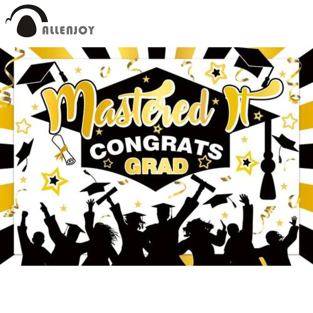 

Allenjoy Mastered It Graduation Backdrop Congrats Grad Class Of 2022 MBA College Prom Party Decoration Photography Background