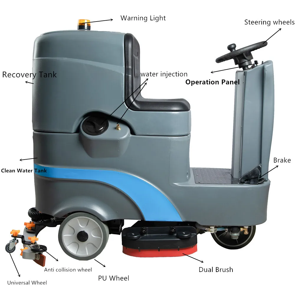 معدات تنظيف فرشاة تنظيف الأرضيات الصناعية متعددة الوظائف على جهاز تنظيف الأرضيات