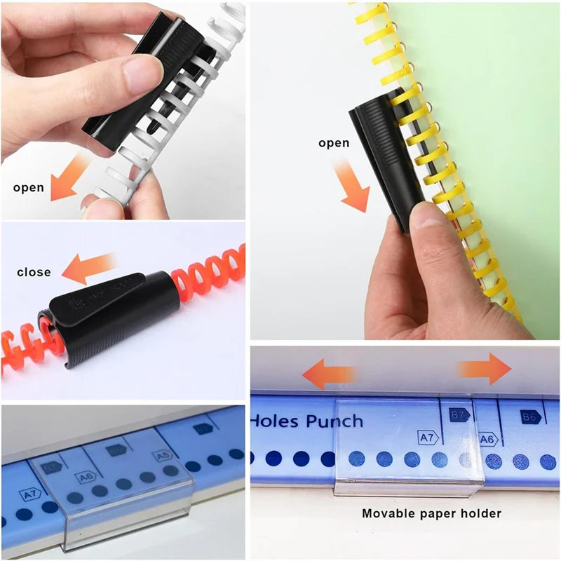 QWE-Hand Push Binding Machine,30-Hole Book Binder Machine,Coil Binding Machine, สําหรับ A4 A5 A6 A7 B5-B7paper โน้ตบุ๊คสมุดภาพ