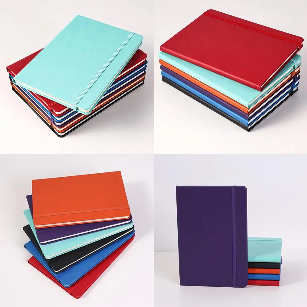 Business Office Notepad A5 Leather Strap Elastic Pu Notebook Office Office Notepad Leather Business W6M2