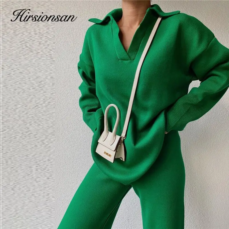 Hirsionsan Basic V Neck Knitted  Sweaters Women 2023 New Winter Loose Solid Ladies Pullovers Warm Korean Casual Knitwear Jumper