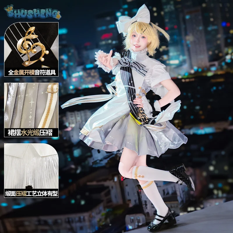 New Kagamin Rin cosplay Rin Len  costume coat sleeve socks props tattoo stickers uniform set Halloween sweet woman dress