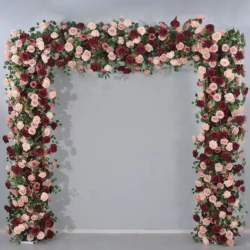 2.4m Square Wedding Arch with Bracket Artificial Flower Background Decoration for Outdoor Ceremony Event Party Supplies Stand