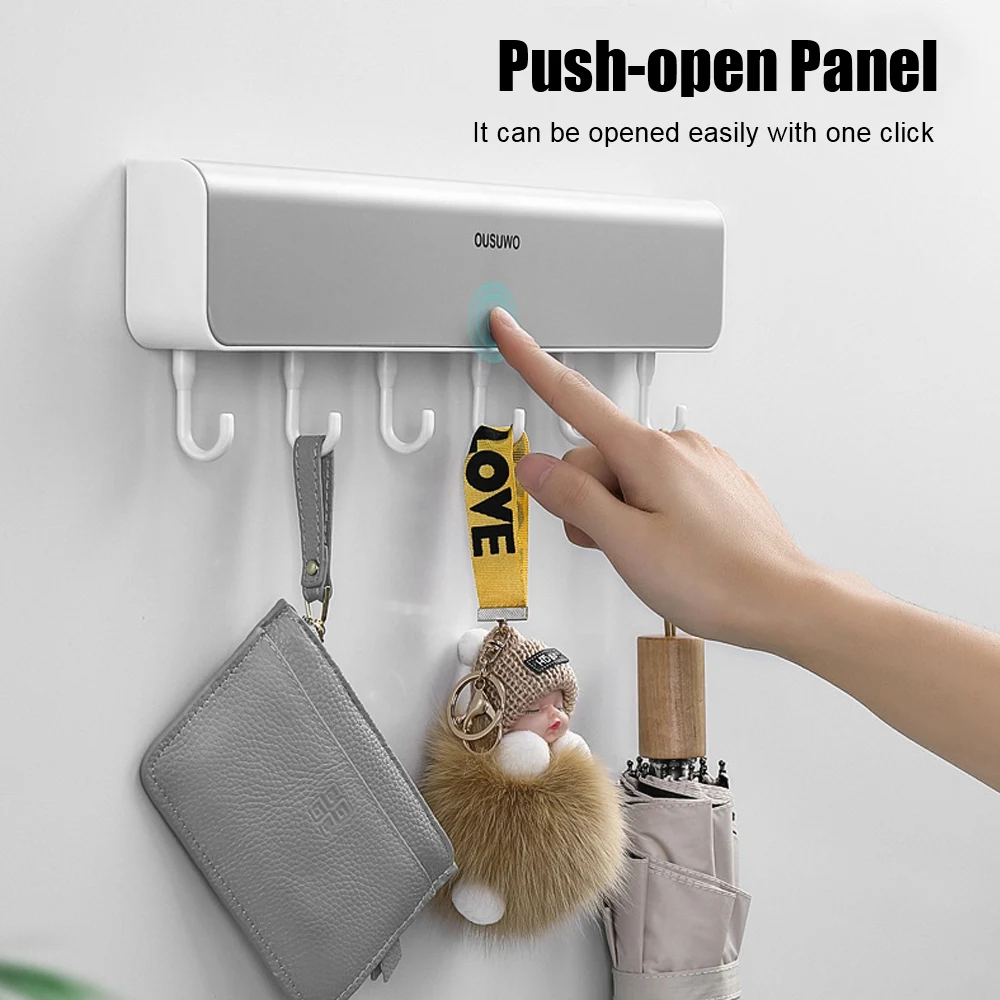 Bathroom Accessories With Hook Shelf Storage Box For Bathroom Door  Clothes Key Organizer Punch-Free Wall-Mounted Storage Rack