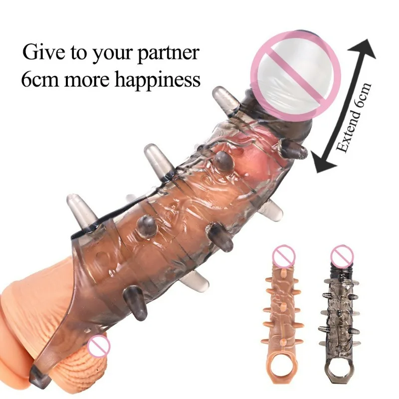 

Large Dildo Thick and Extended Penis Sleeve Silicone Spikes Stimulate Vagina Vibrating Penise Cover Glans Vibration Stimulation