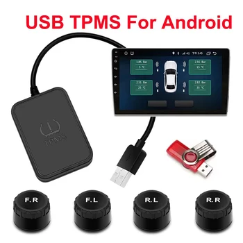 Android TPMS Sensore esterno per pneumatici di scorta Sistema di monitoraggio della pressione dei pneumatici USB TPMS per rilevamento lettore DVD radio di navigazione per auto