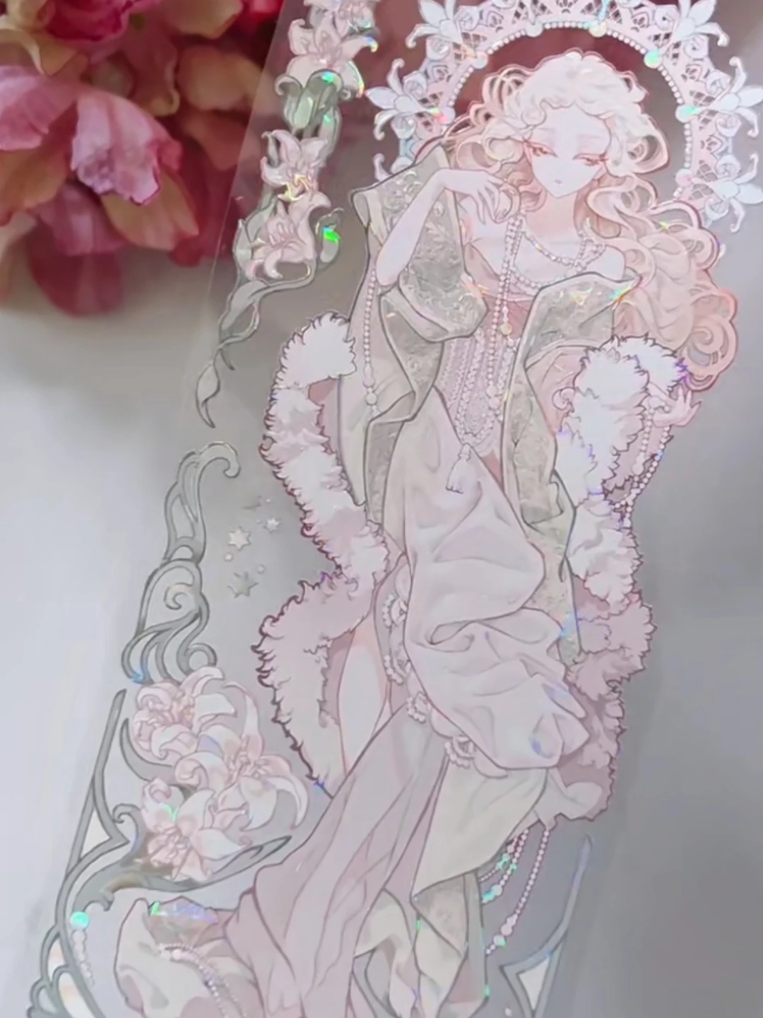 5M Shining Flower Poetry Shell Shiny Pet Washi Tape Planner Journal Badge Diy Pink Character