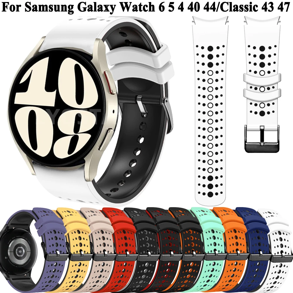 Correa de silicona para Samsung Galaxy Watch, 7, 6, 5, 4, 44mm, 40mm, pulsera FE para Galaxy Watch 6 Classic, 43, 47mm, correa de reloj