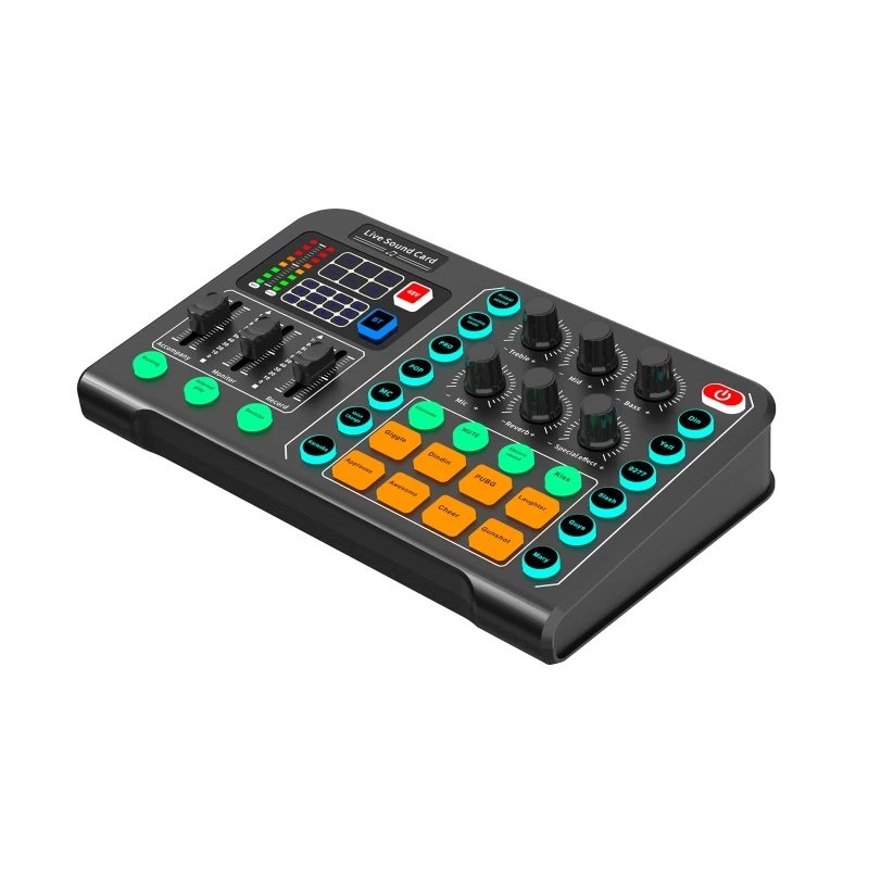Máy Trộn Podcast Âm Thanh Ban Sống Card Âm Thanh Cho Thu Âm Trực Tiếp Nhà KTV Với 15 Hiệu Ứng Âm Thanh Chính Xác Điều Chỉnh