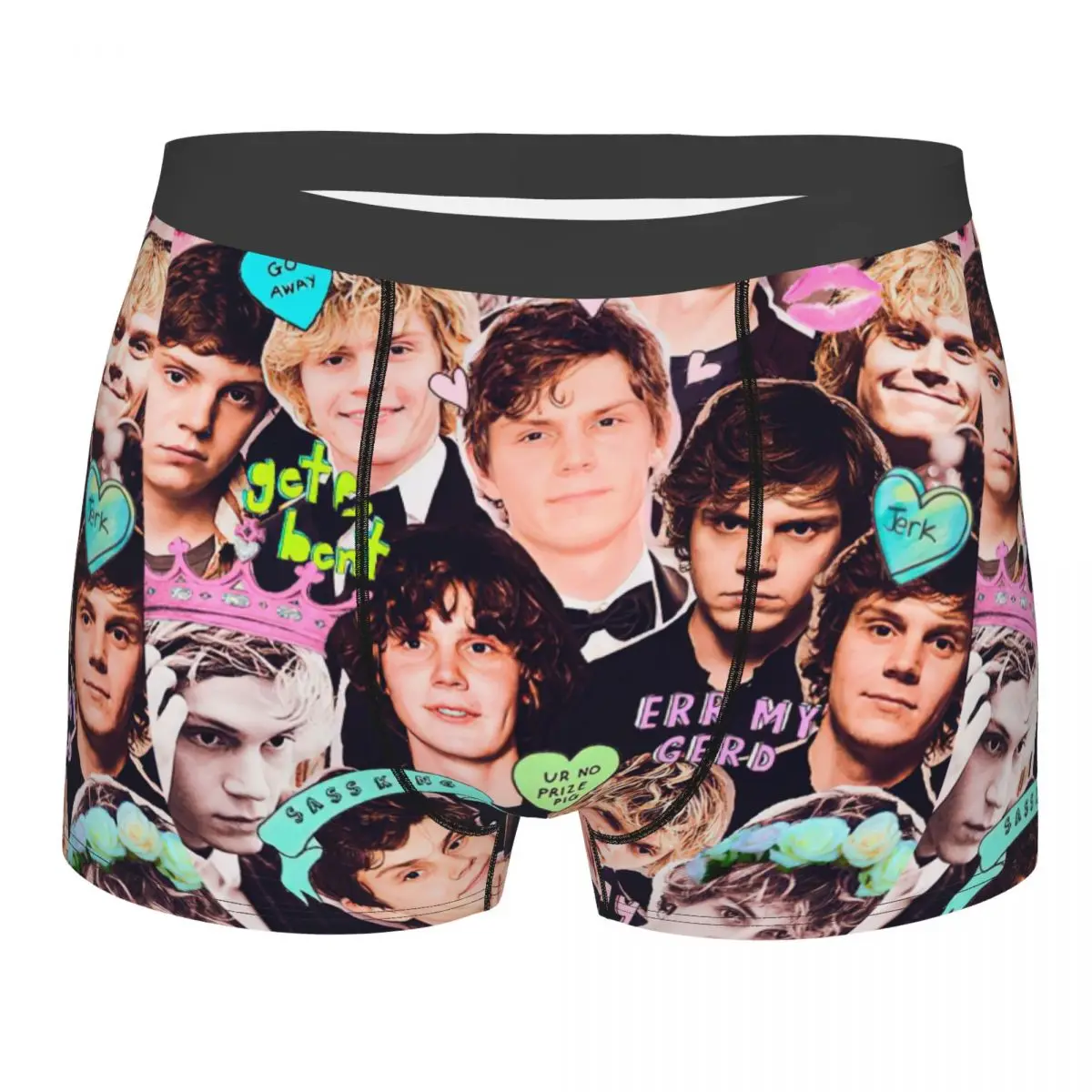 Evan Peters Collage Man Underwear Actor Star Movie Boxer Briefs Shorts Panties Novelty Mid Waist Underpants for Male