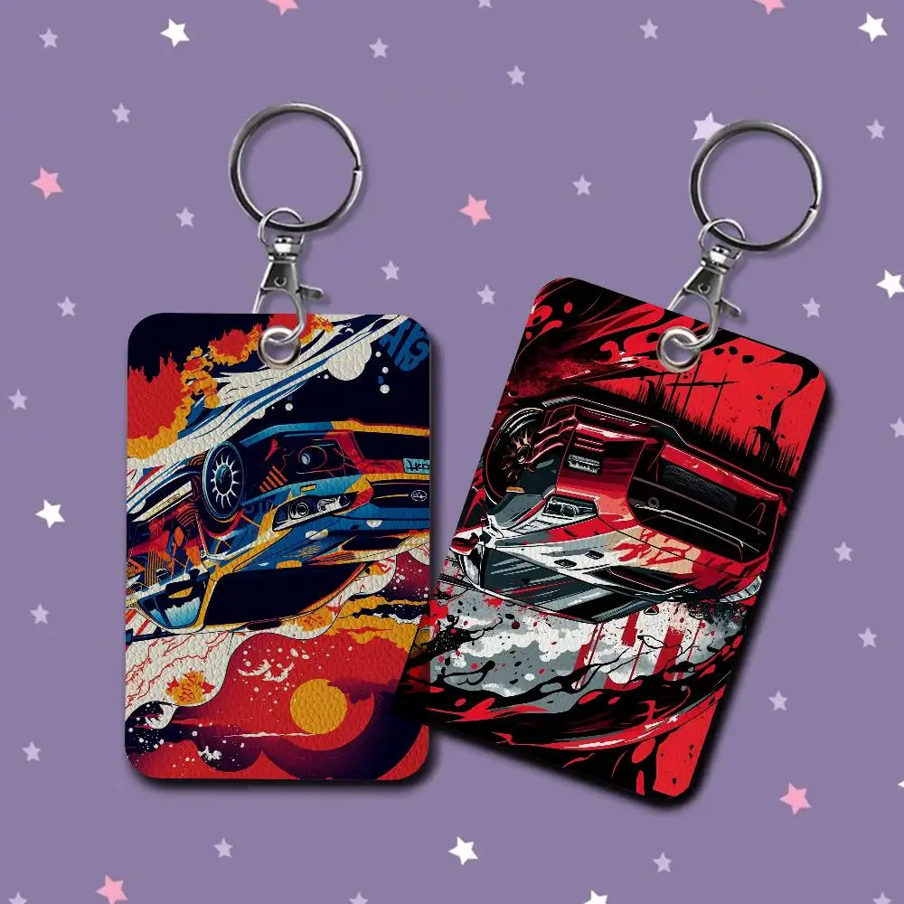 سباق نمط الفن 1 قطعة بو الجلود حامل البطاقة المفاتيح حلقة رئيسية قفل الباب الوصول العلامات بطاقة الهوية حالة المفاتيح بطاقة