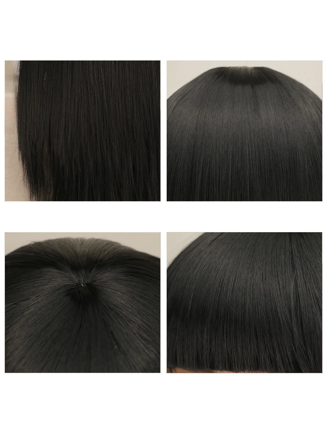 QQXCAIW المرأة الطبيعية طويلة أسود براون الاصطناعية خصلات الشعر المستعار هالوين أنيمي زي طويل مستقيم مقاومة للحرارة شعر مستعار أسود