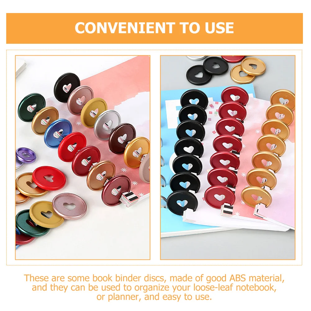 20 Pcs Heart Binding Buckle Round Binder Disc Buckles Plastic Discs Planner Tools Diary DIY Notebooks