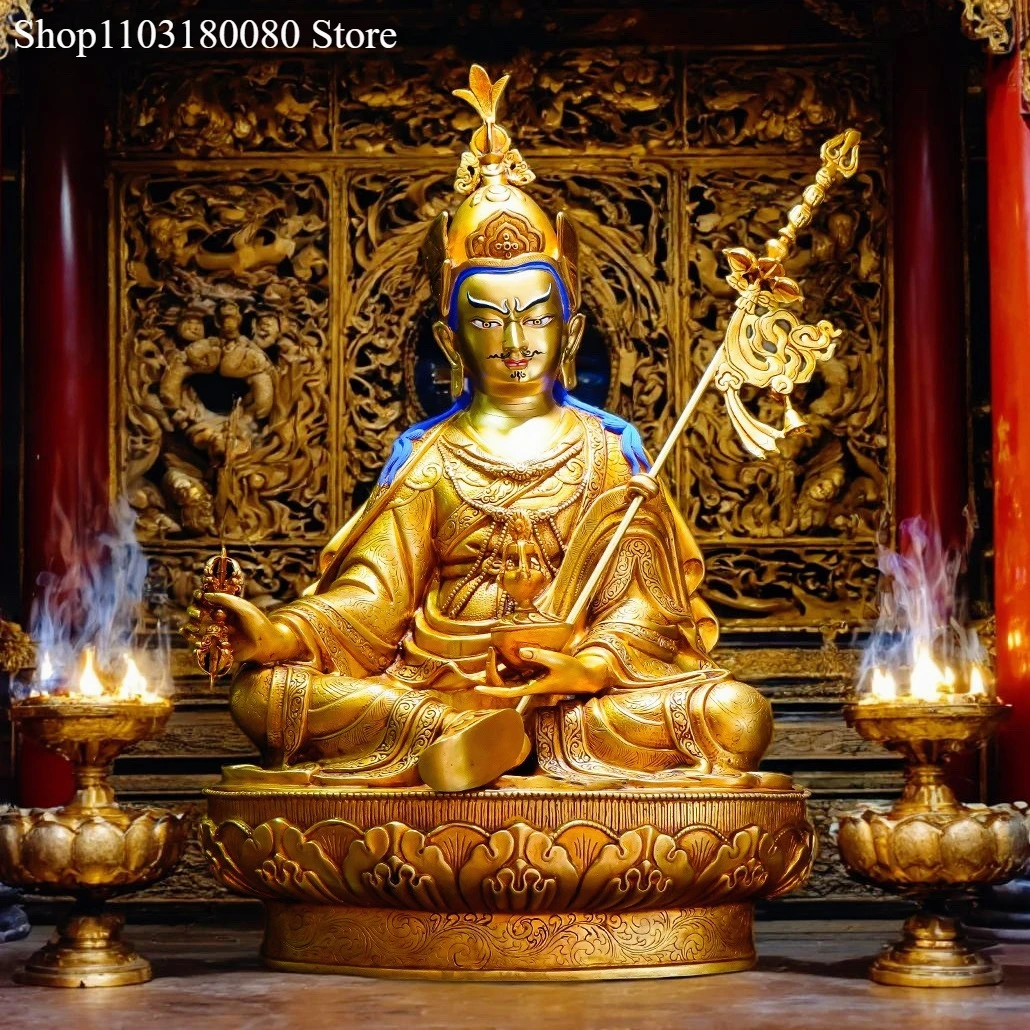 

52cm Copper Antique gilding Padmasambhava buddha statue Nepal Tibet Guru Rinpoche sculpture