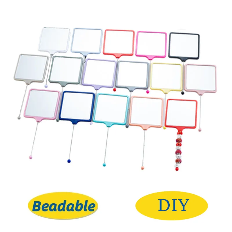 

1PCS DIY Beaded Multicolor Square Mirror Portable High-definition Mirror Can Be Hand Beaded Girl Handle Cosmetic Mirrors.