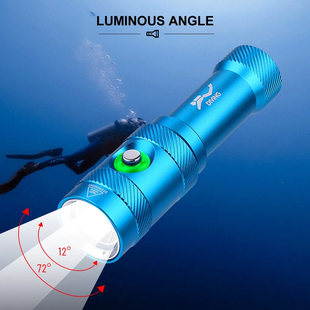 Asafee 80M Underwater 1050LM Diving Flashlight L2 LED Press Switch Lamp IPX8 Waterproof Scuba Lantern 18650 Battery Torch