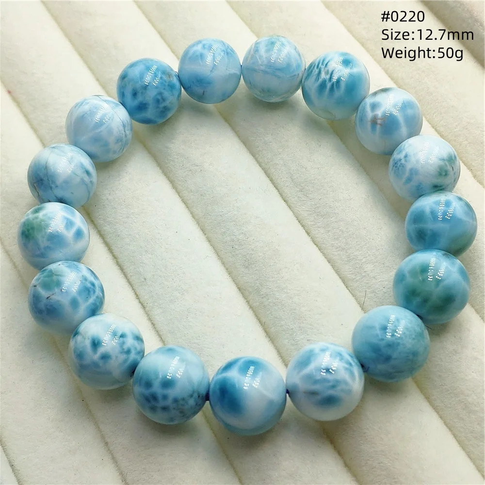 Natural Blue Larimar Bracelet Gemstone Round Beads Women Men Jewelry From Dominica Blue Larimar Beads Rare Stone AAAAAA view 4