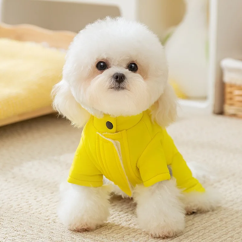 Pet Winter Clothes Thickened Warm Cartoon Dog Clothes Poodle Cute Big Eye Monster Plain Traction Four Legs Cotton Coat