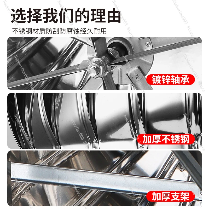 04 Stainless Steel Roof Exhaust Cap Factory Roof Ventilation Ball Flue 450 Type Self-Rotating Cap Exhaust Ventilation