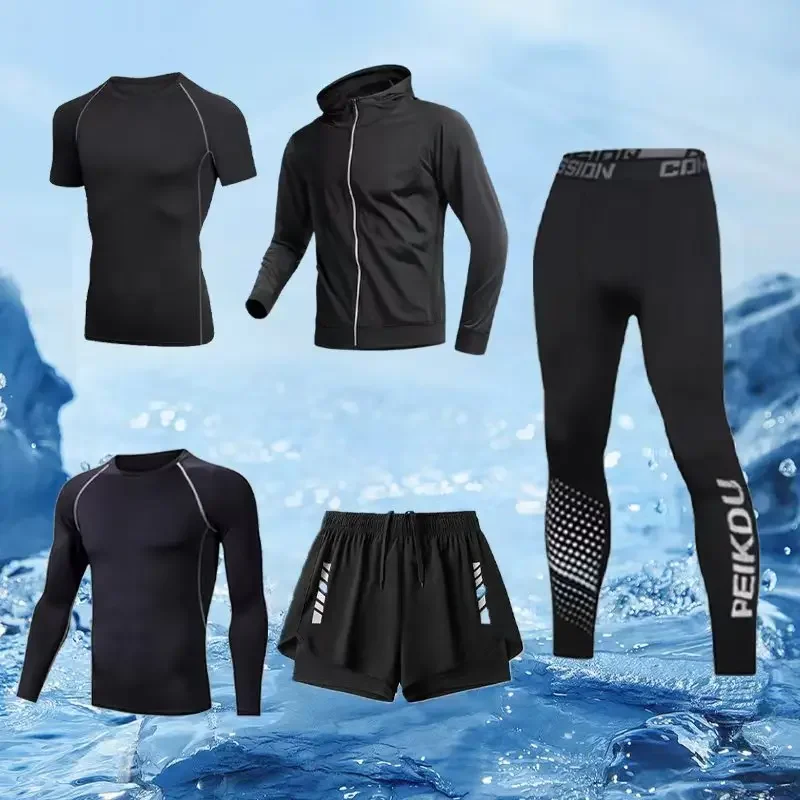 

Комплексный спортивный комплект из 5 предметов, высокая эластичность и быстро сохнет, прохладный и дышащий, для бега и езды на велосипеде.