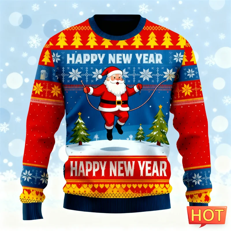 

Модные уродливые рождественские толстовки с рисунком Санта-Клауса, модная праздничная одежда, рождественские толстовки с 3D принтом, свободные дышащие пуловеры