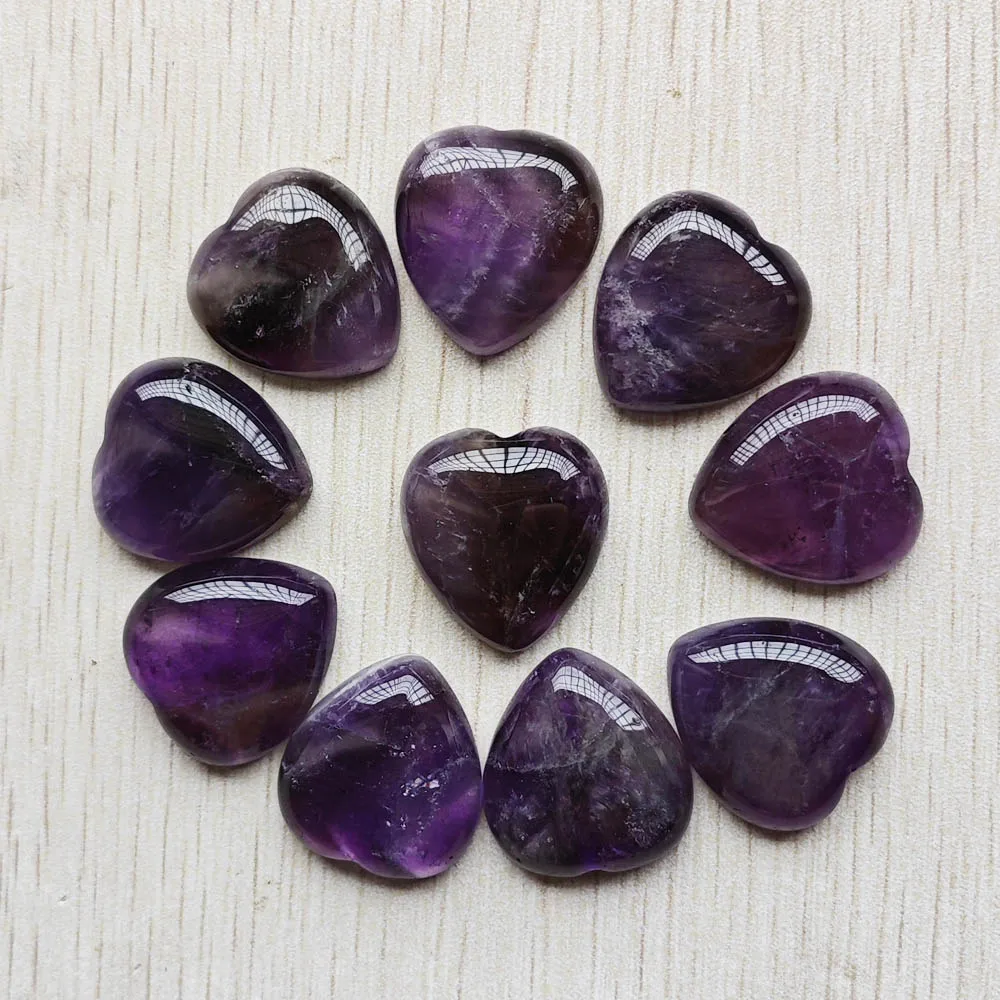 

Fashion natural amethyst stone heart shape cab cabochons beads for jewelry making 23x25mm wholesale 10pcs/lot free shipping