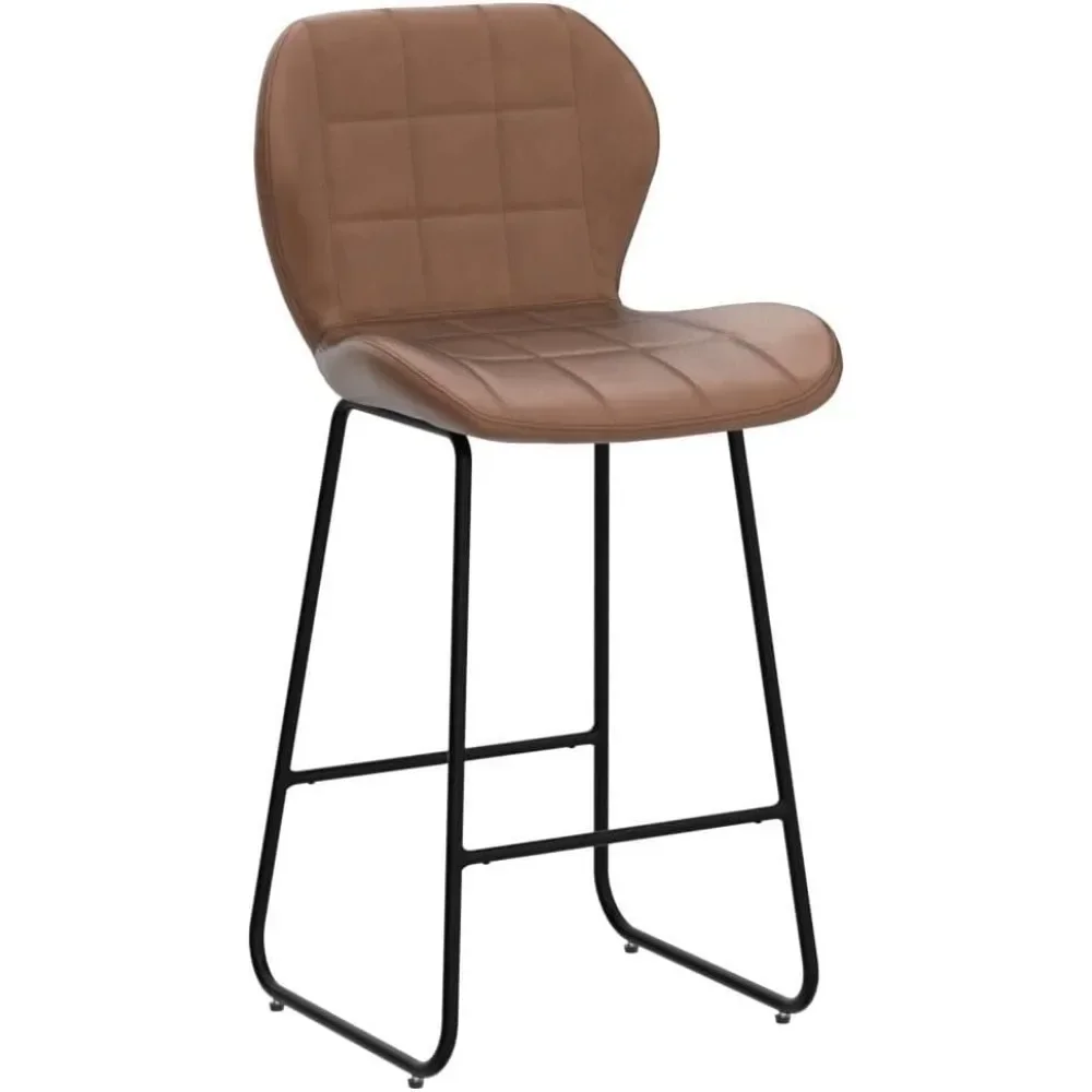 For Bar Stools Set of 4, Modern PU Leather Bar Height Stool Chairs with Back and Footrest for Kitchen Island, Bar Stools
