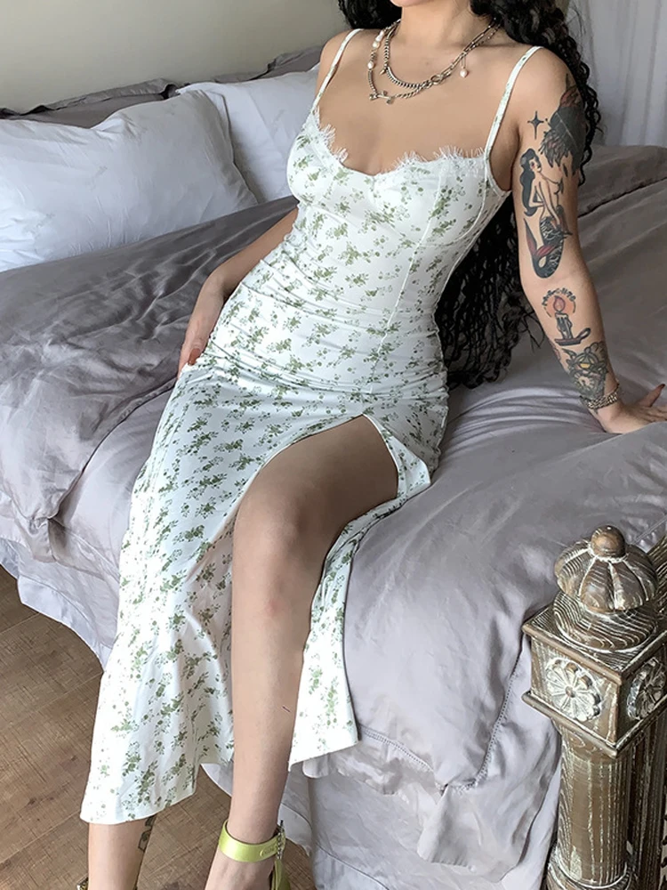 Abito senza schienale stampato alla moda delle nuove donne estive, abito senza maniche, abiti floreali, abito elegante, abito da vacanza, abbigliamento da donna